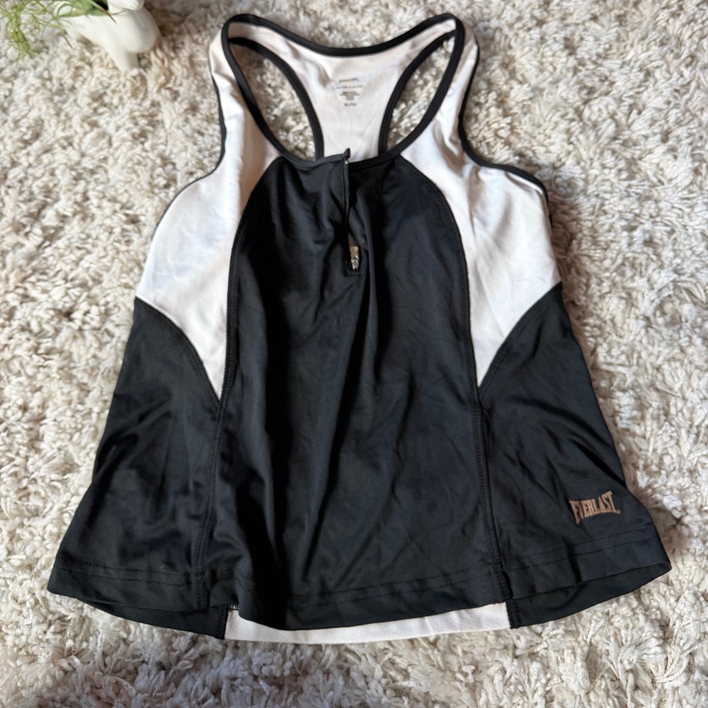 Everlast Women's Black and White Racerback sporty athletic gym Tank top tank wit